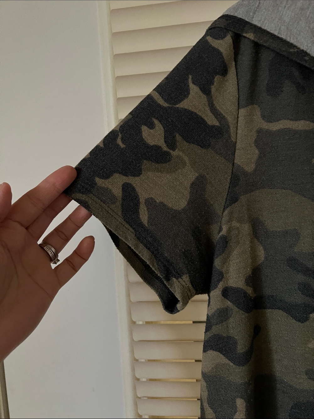 Camo Hooded Short Sleeve Dress - Olive Green - Picture 2 of 11